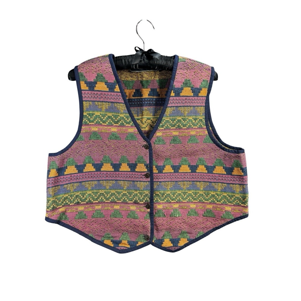 New Identity Southwestern Tapestry Vest 1X Boho Aztec Cotton Cottagecore